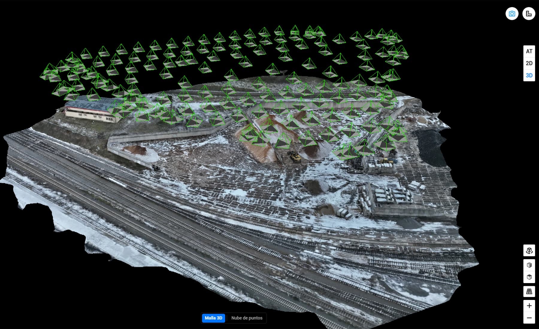 Model 3D terminala z pozycjami zdjęć nalotu fotogrametrycznego