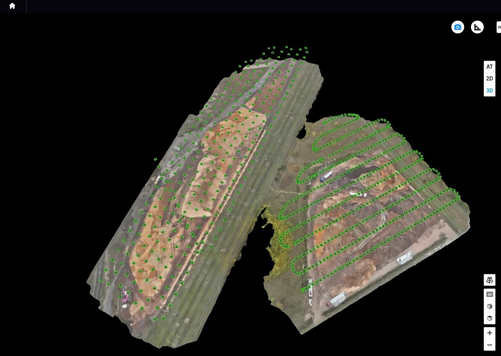 Model 3D terminala biomasy AM&HP w Suwałkach z punktami pomiarowymi